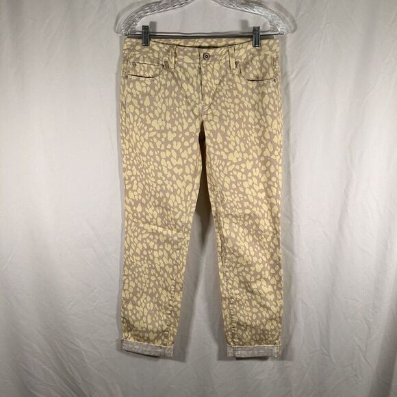 LOFT Pants Women's 4 Yellow Modern Straight Low Rise Rolled Hem Cotton Blend - Picture 1 of 10